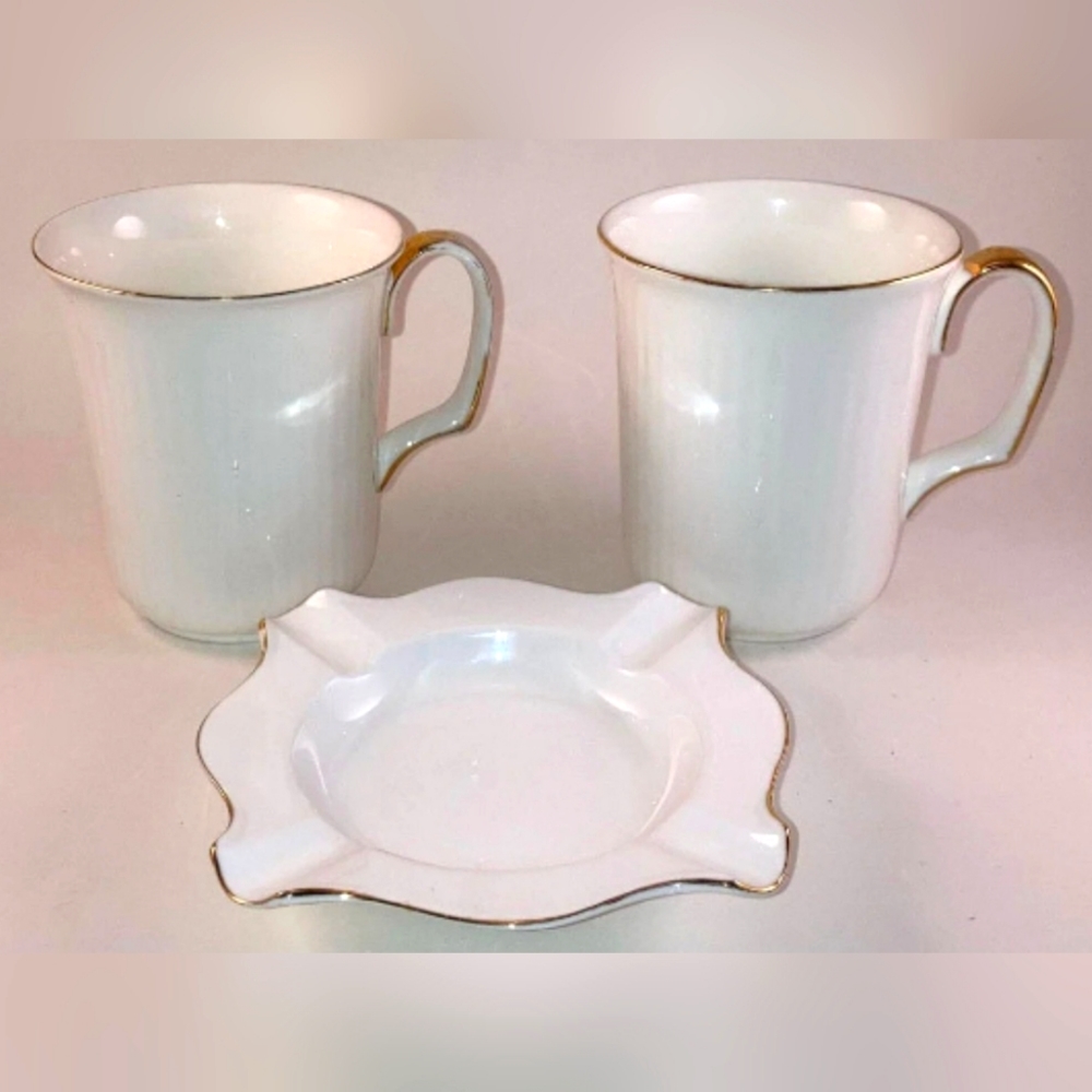 Royal Albert Val d'Or Coffee Mugs And Ashtray